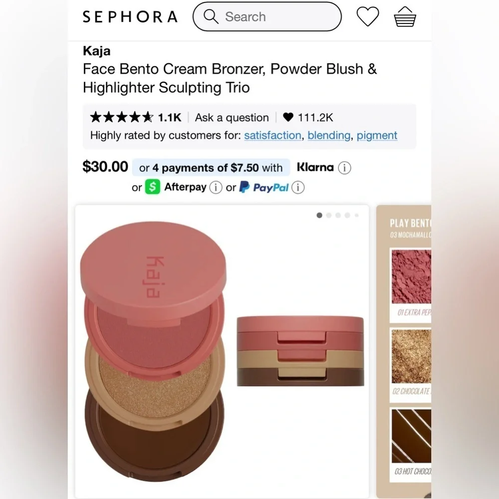 NIB Kaja Face Beauty Bronzer, Blush & Highlighter Blush Sculpting Trio